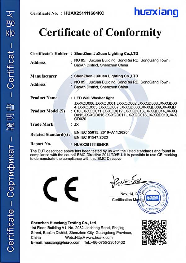 LED lighting certification documents